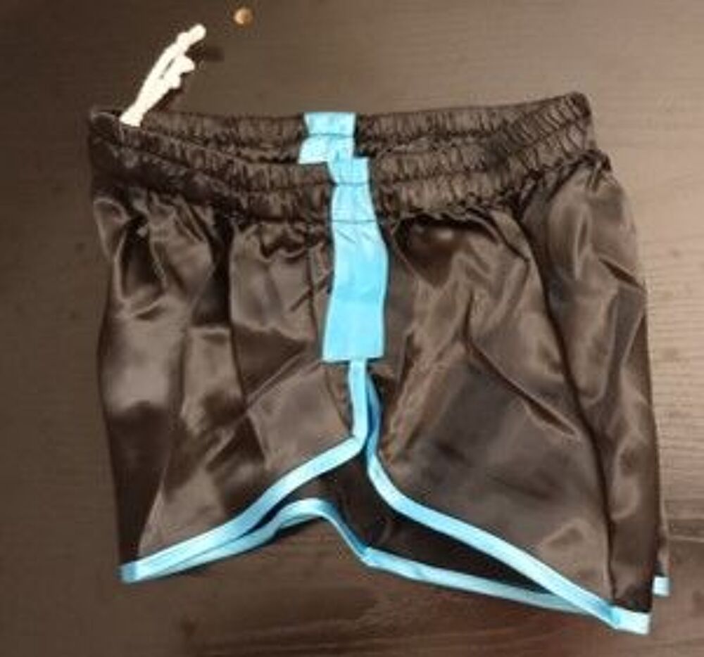 Short Nylon Satin Vintage D9 Noir bande Azur Taille S 40 Vêtements