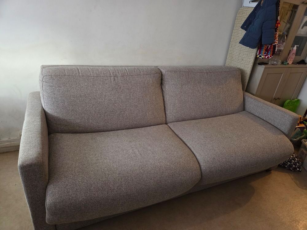 Canap&eacute; tissu gris 4 places Meubles