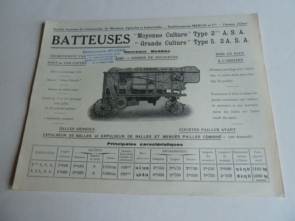 Prospectus documentation de Batteuse MC et GC 
