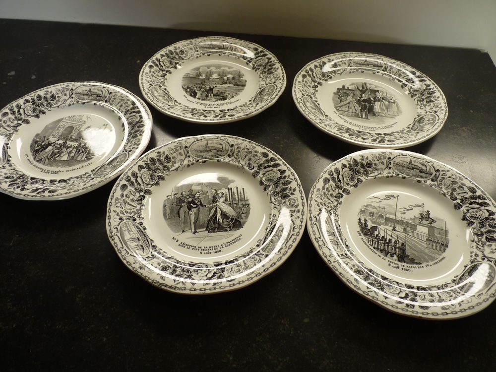 5 assiettes histori&eacute;es 1858 cherbourg 