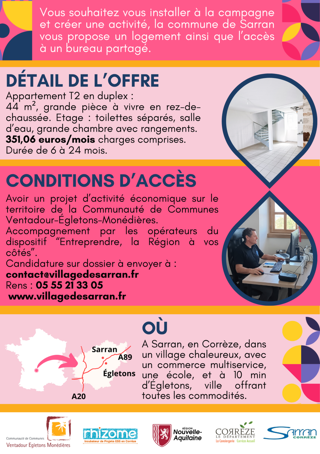  Appartement � louer 2 pi�ces 46 m� Sarran