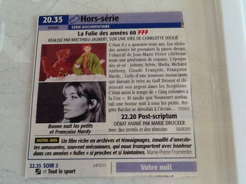 DVD LA FOLIE DES ANNEES 60 enregist&eacute; t&eacute;l&eacute; DVD et blu-ray