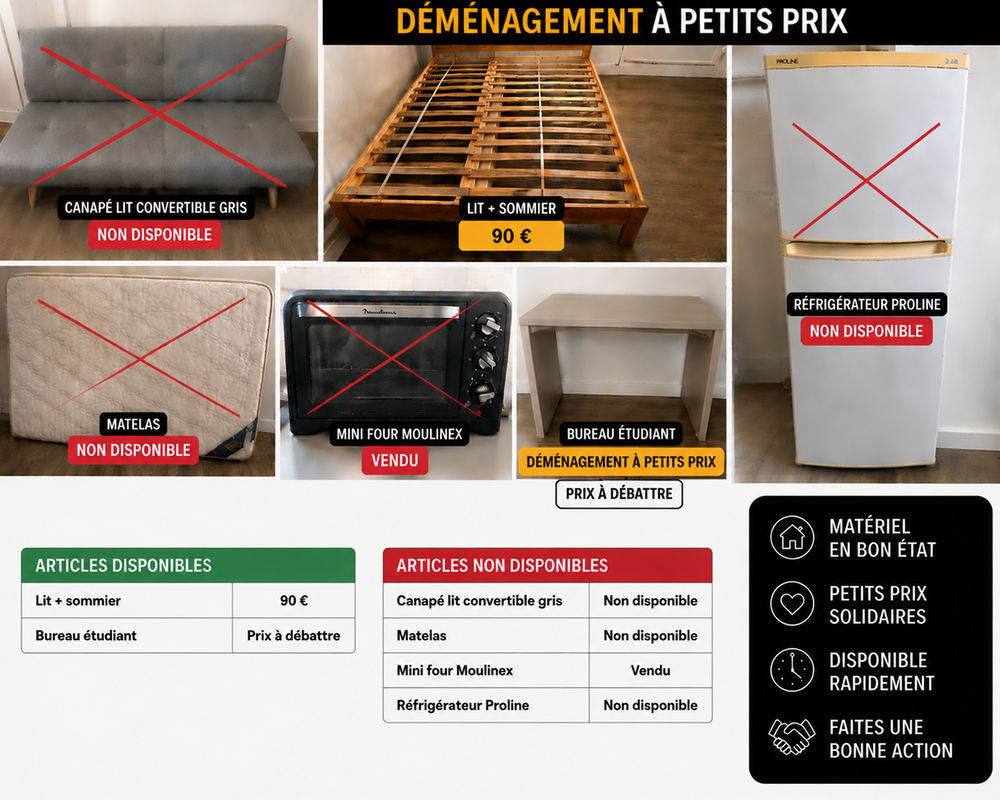 D&Eacute;M&Eacute;NAGEMENT Lit, Matelas, Canap&eacute;, autres &agrave; Prix cass&eacute;s Meubles