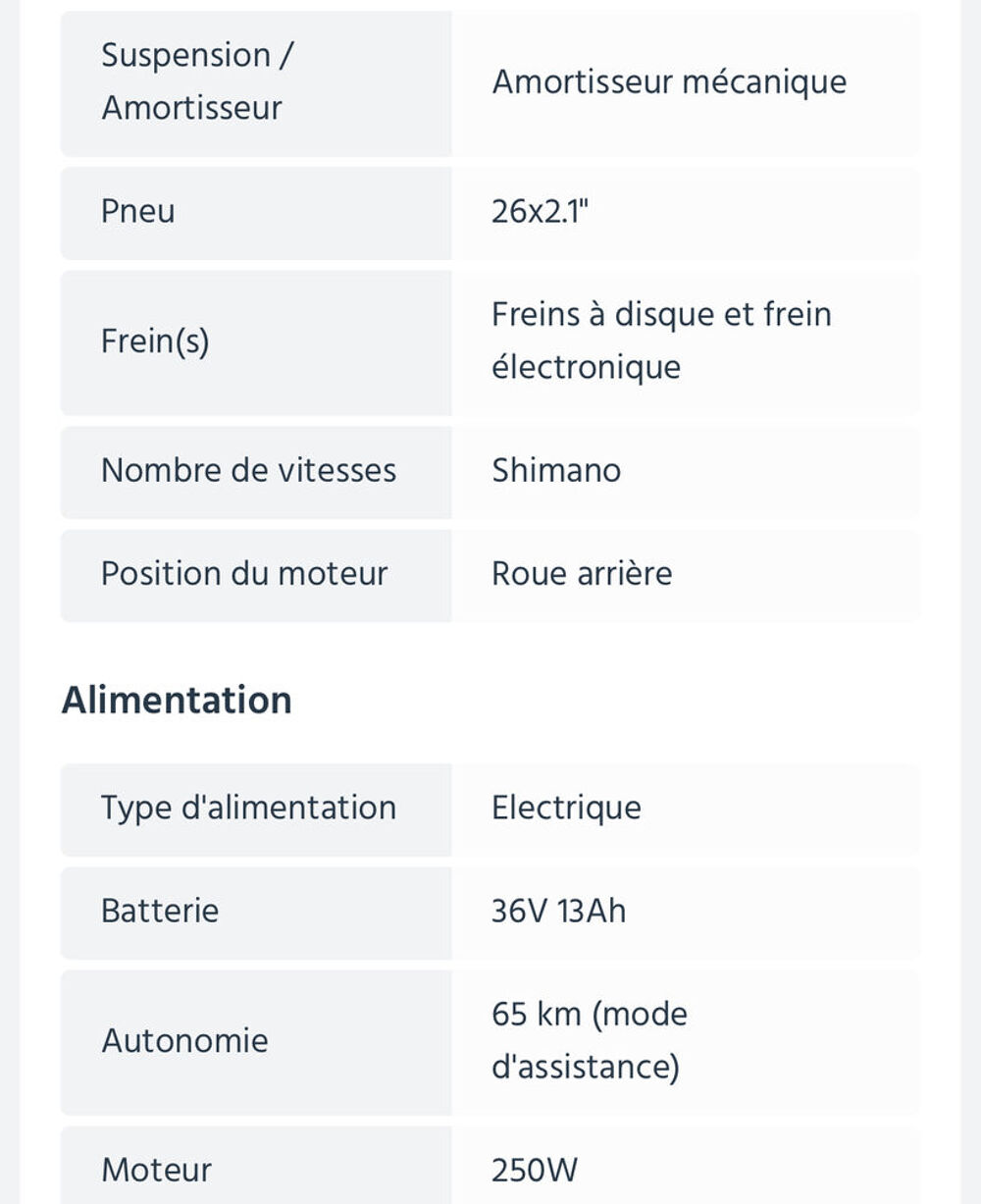 VTT &Eacute;LECTRIQUE PARFAIT &Eacute;TAT Vélos