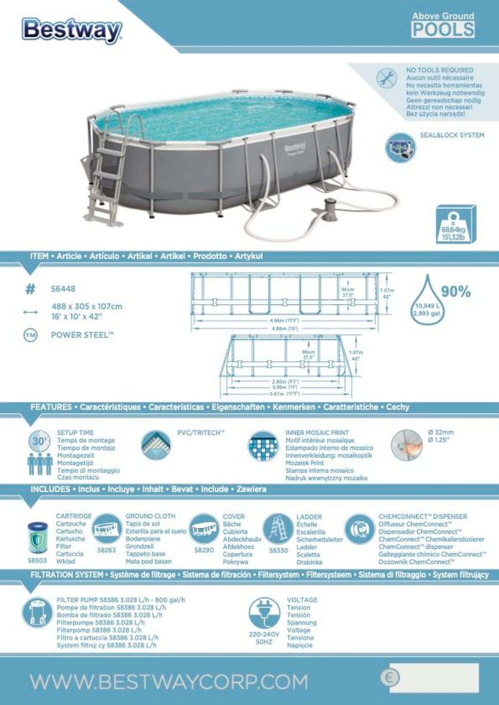 Piscine hors sol 11m3 Sports