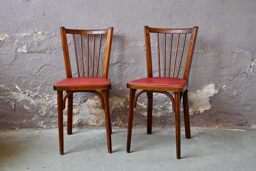 Paire de chaises bistrot sign&eacute;es Baumann en h&ecirc;tre vintage Meubles