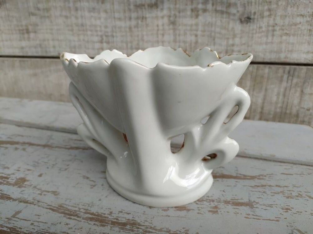 Ancien Vase de Mari&eacute;e XIXe Porcelaine Dor&eacute; Oiseaux Décoration
