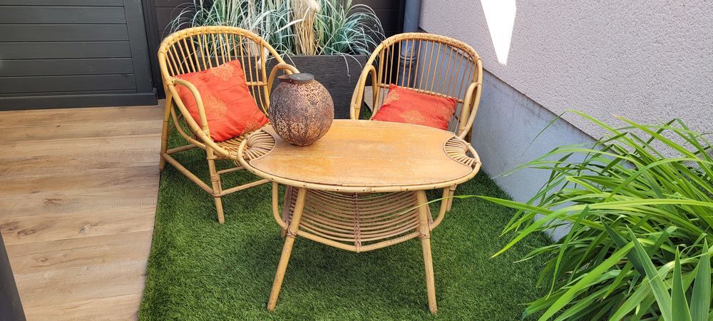 Salon en rotin vintage Meubles