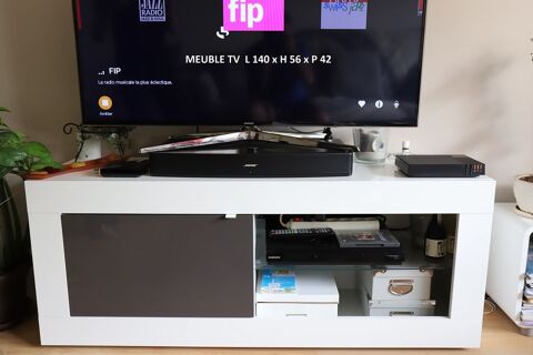 Meuble TV laqué blanc et gris 50 Vélizy-Villacoublay (78)
