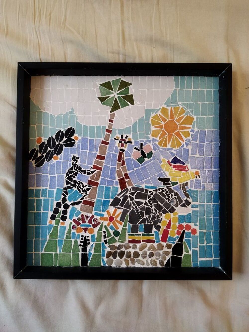 Tableau en mosa&iuml;que ( animaux dans une jungle ) Décoration