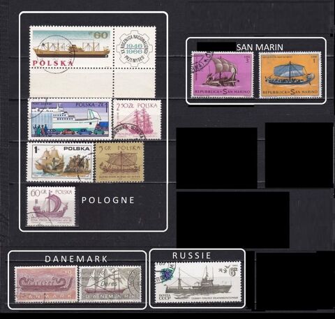 lot de 73 timbres d'EUROPE avec des BATEAUX 4 Les glisottes-et-Chalaures (33)