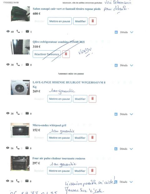 MICRO ONDE MACHINE A LAVER LINGE FOUR AIR PULSE SALON CANAPE 1 Marsac-sur-l'Isle (24)