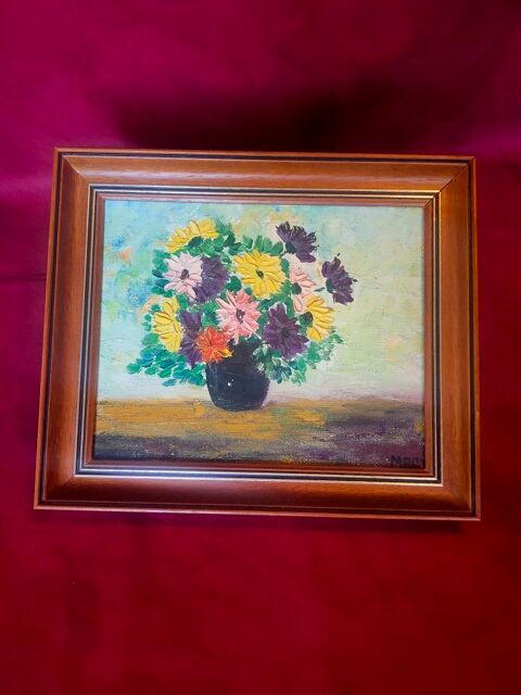 Ancienne peinture  la gouache au couteau 35 Avermes (03)
