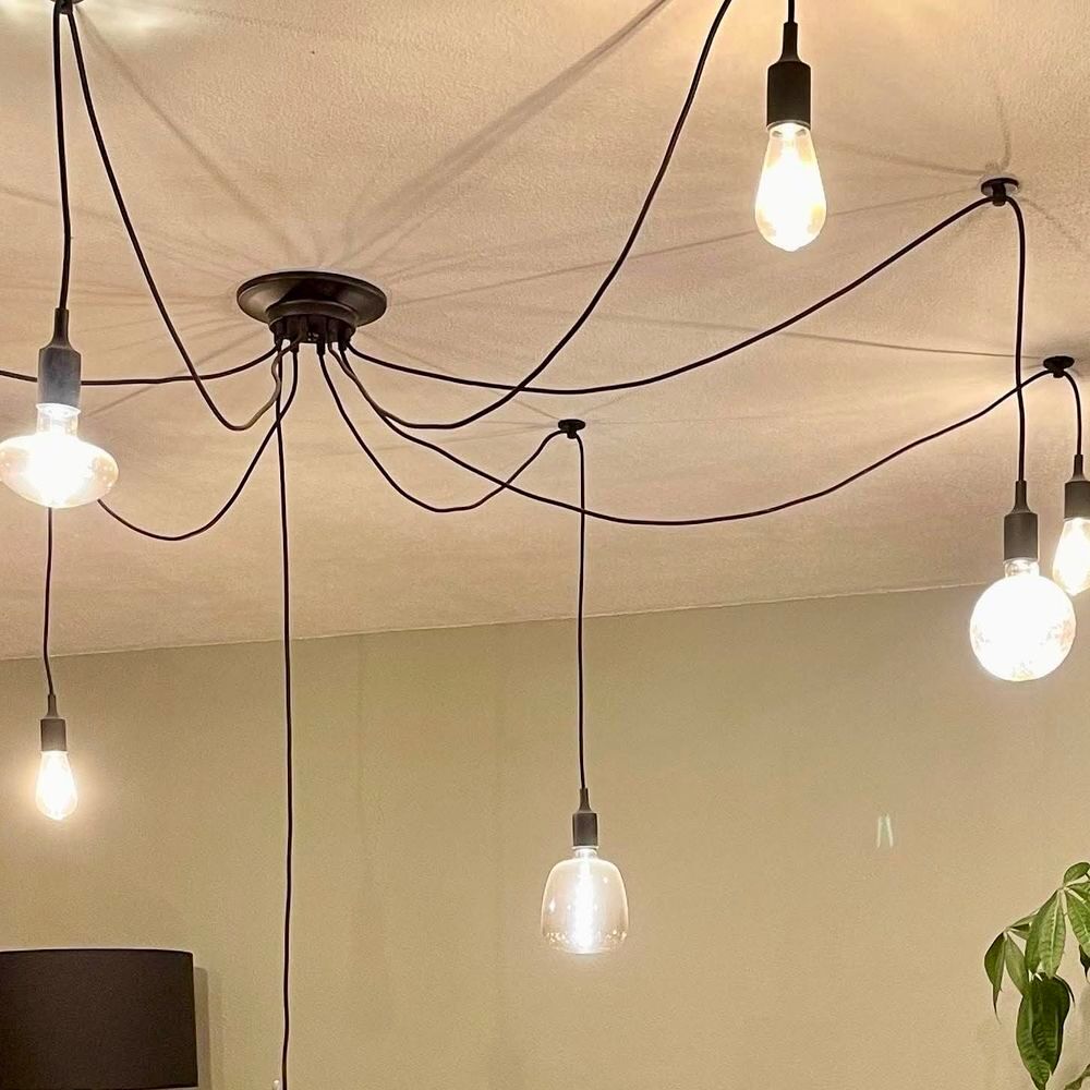 Suspension Design " Araign&eacute;e " + 8 ampoules LED vintage - Lot complet pr&ecirc;t &agrave; poser Décoration