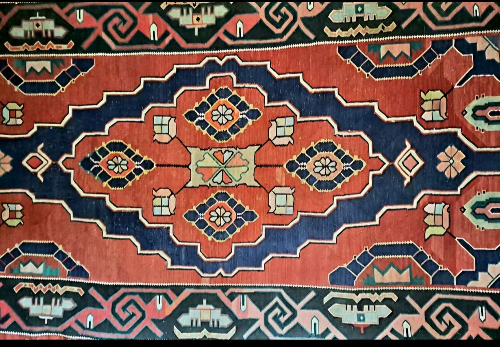 Tapis Kilim antique fait main en laine Décoration