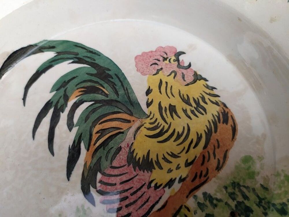 Assiette Plat Creux au Coq Fa&iuml;ence de Gien Terre de Fer 
Décoration