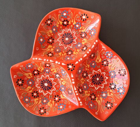 plateau ap�ritif en c�ramique turque orange peint et decor� 10 Carnon Plage (34)