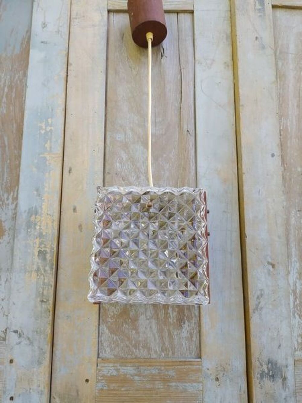Lampe Suspension Bois et Verre Design Vintage Scandinave Décoration