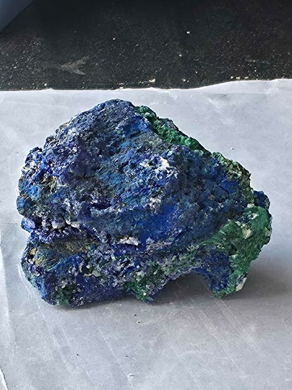 Superbe Min&eacute;ral Azurite Bleu Intense, Malachite Fibreuse &amp; Quartz-Katanga(RDC)-97g 