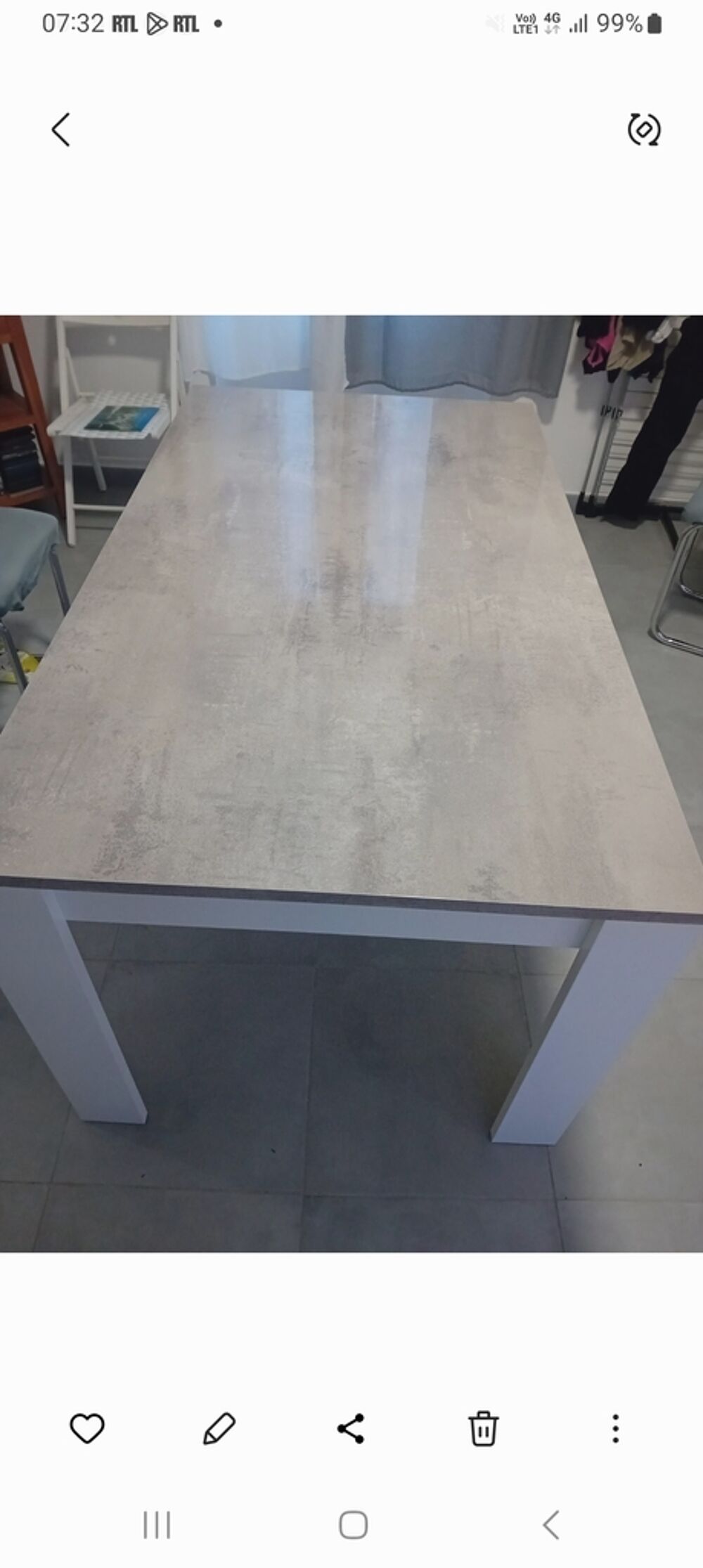 Table rectangulaire plateau gris Meubles