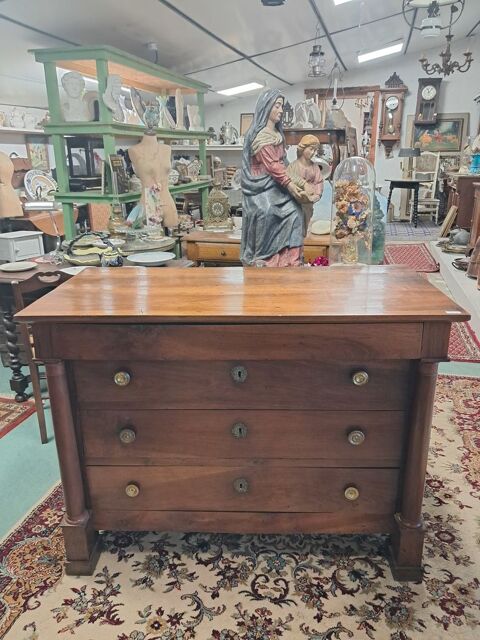 Commode ancienne Empire en noyer 370 Ch�teau-l'�v�que (24)
