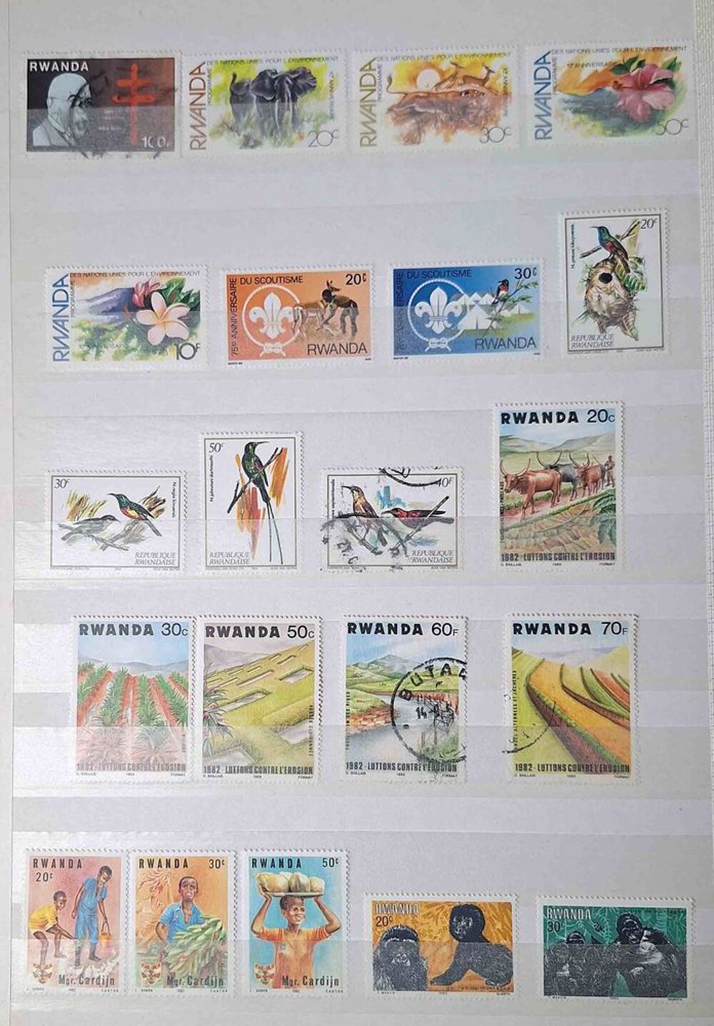 S&eacute;rie de timbres de collection du Rwanda bis 