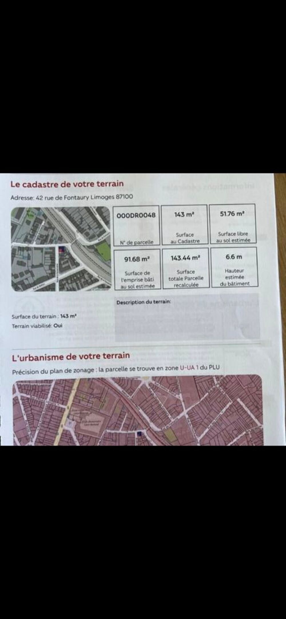 Vente Terrain Terrain 143 m2, proche centre ville Limoges