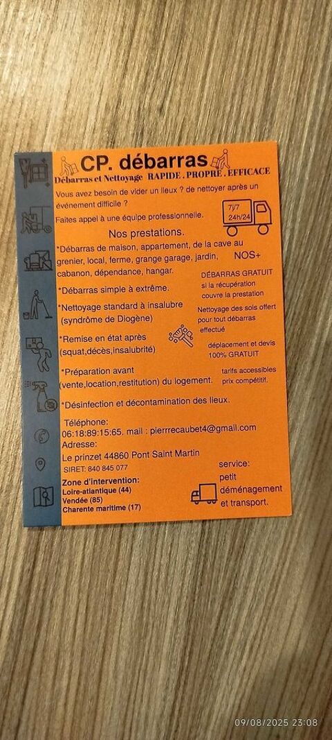 CP. Dbarras Et Nettoyage 44860 Pont-saint-martin