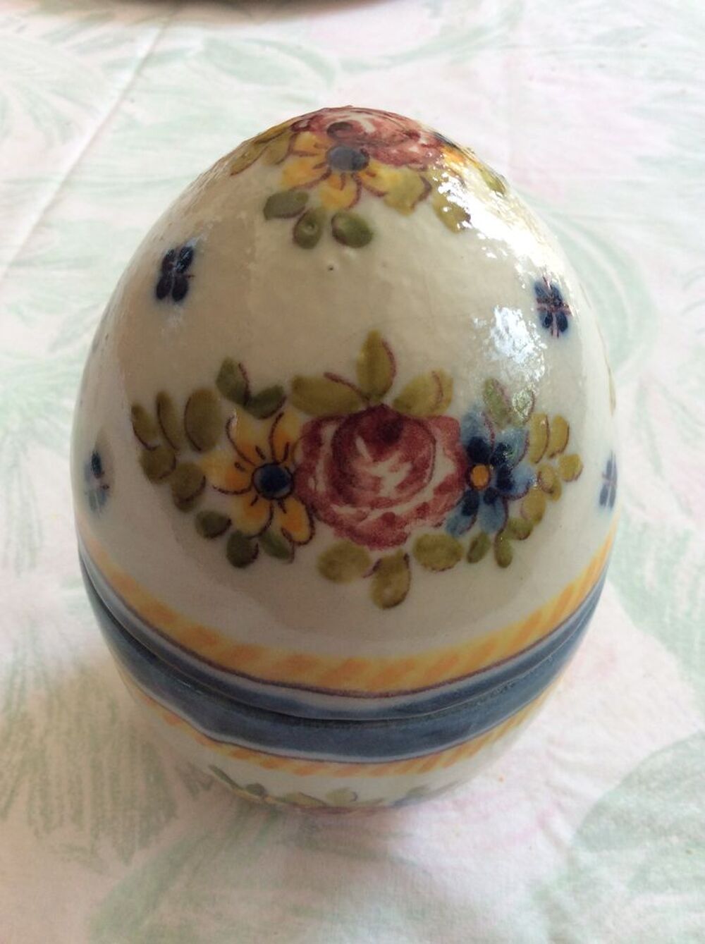 ?uf porcelaine &eacute;maill&eacute;e d&eacute;cor floral Portugal Décoration