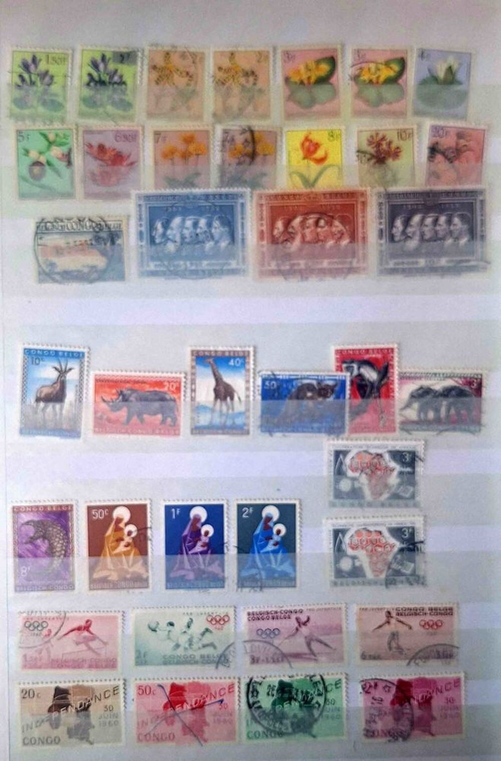 S&eacute;rie de timbres de collection du Congo Belge 