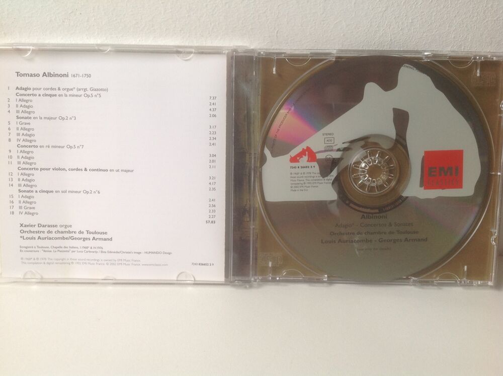ALBINONI ADAGIO Auriacombe / Armand Envoi Possible
CD et vinyles