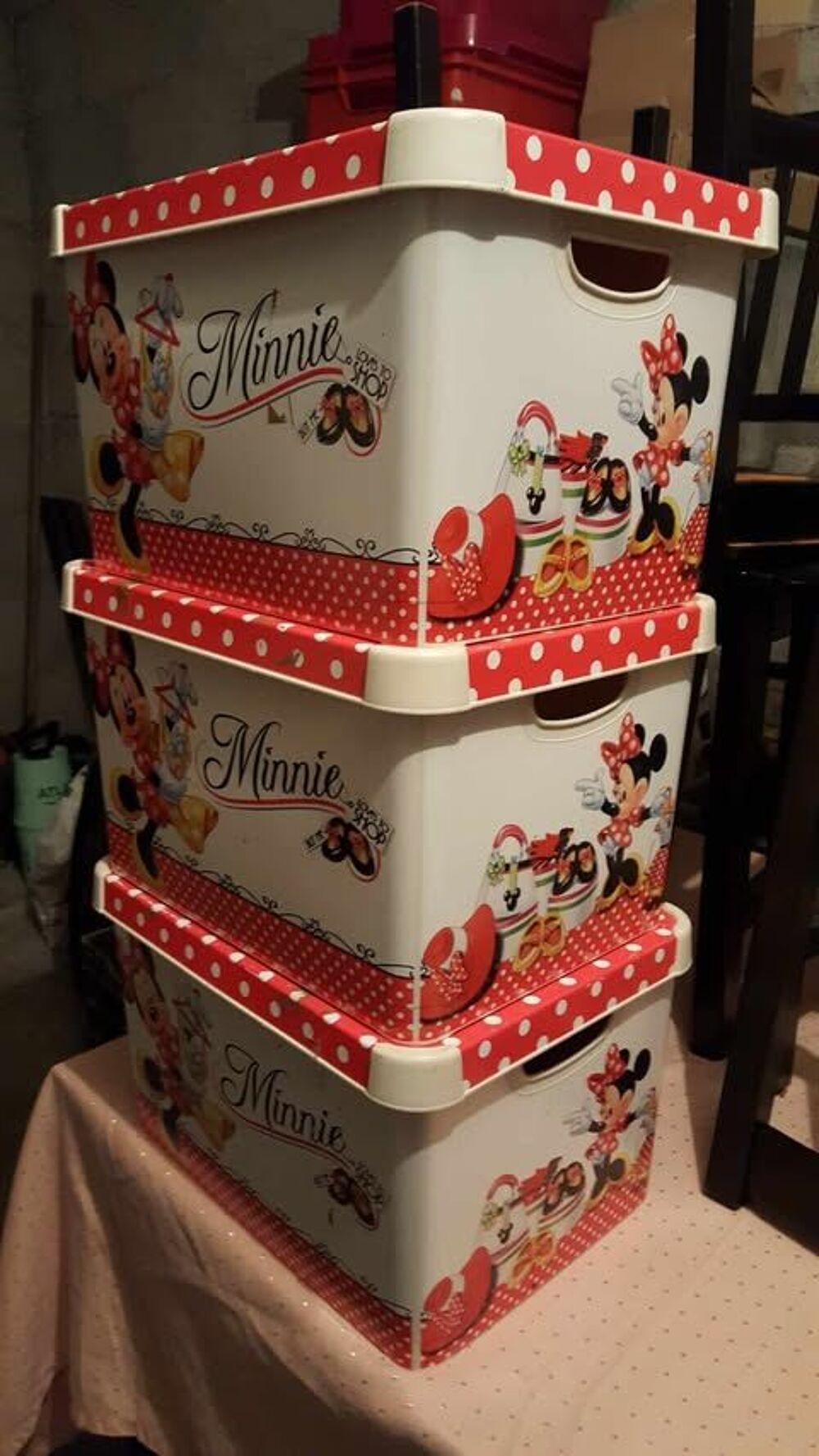  Trois jolies caisses Minnie Mickey ferm&eacute;es d&eacute;cor&eacute;es N&deg;1358 Décoration