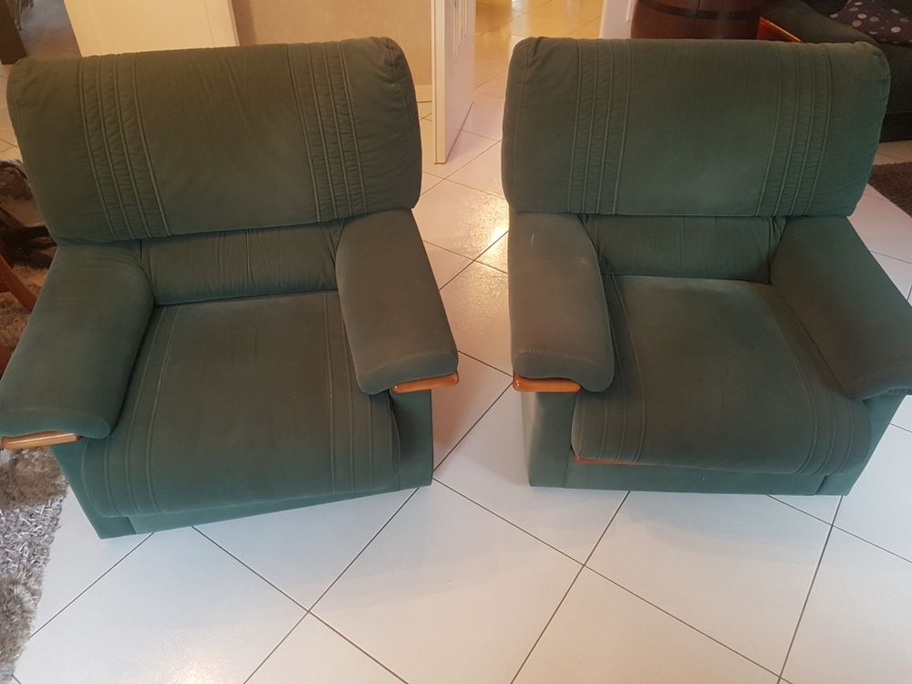 ensemble canap&eacute; fauteuil en alcantara vert Meubles