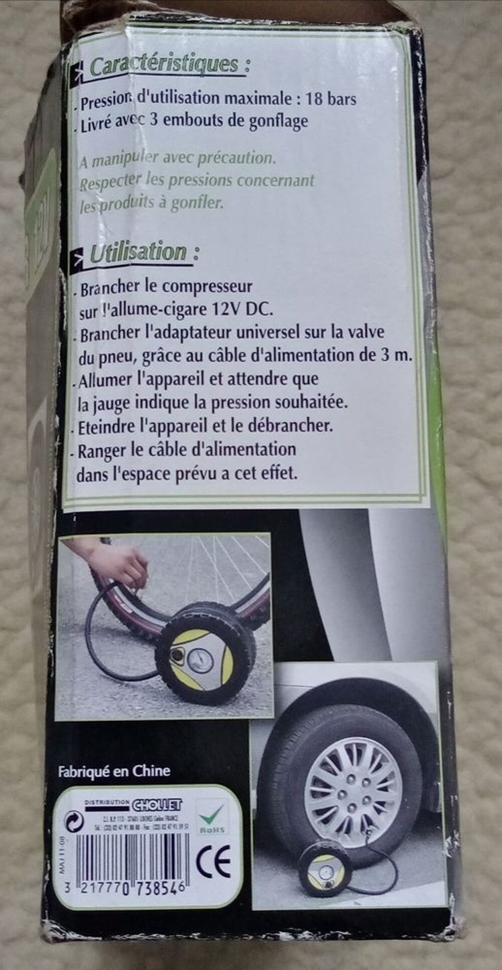 Compresseur d'air portable, 12 V, 18 B, neuf Bricolage