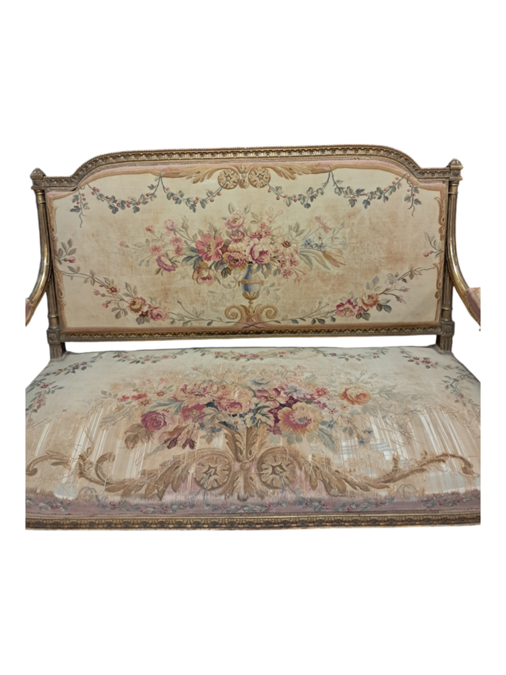 Salon ancien, banquette et fauteuils style Louis XVI Meubles