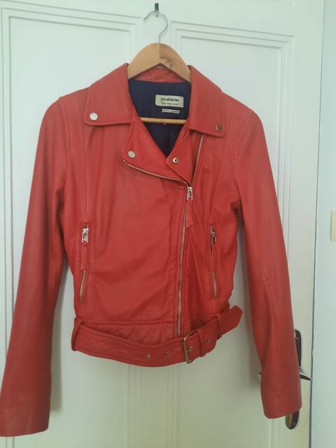 Veste en cuir rouge 40 Nice (06)