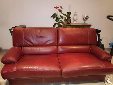 Canap�s cuir rouge ( 3p + 2 p 0 Cormery (37)