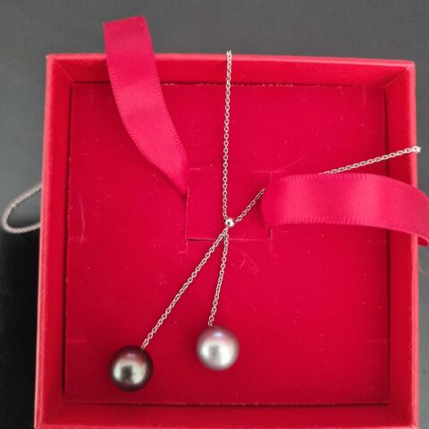 collier en argent avec deux perles de Tahiti 130 Montferrier-sur-Lez (34)
