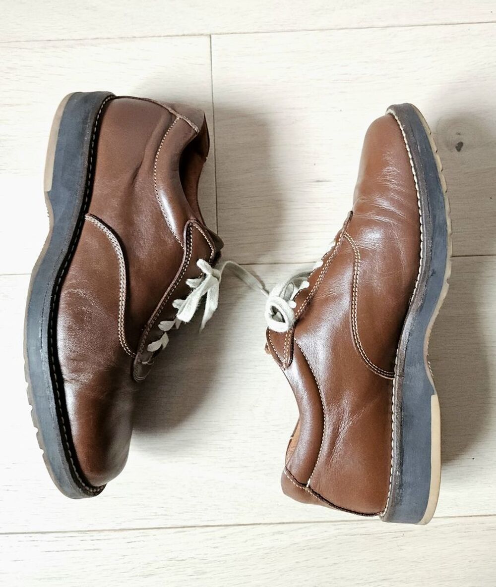 Derby cuir, Ted Lapidus, fab italienne, T 39 Chaussures