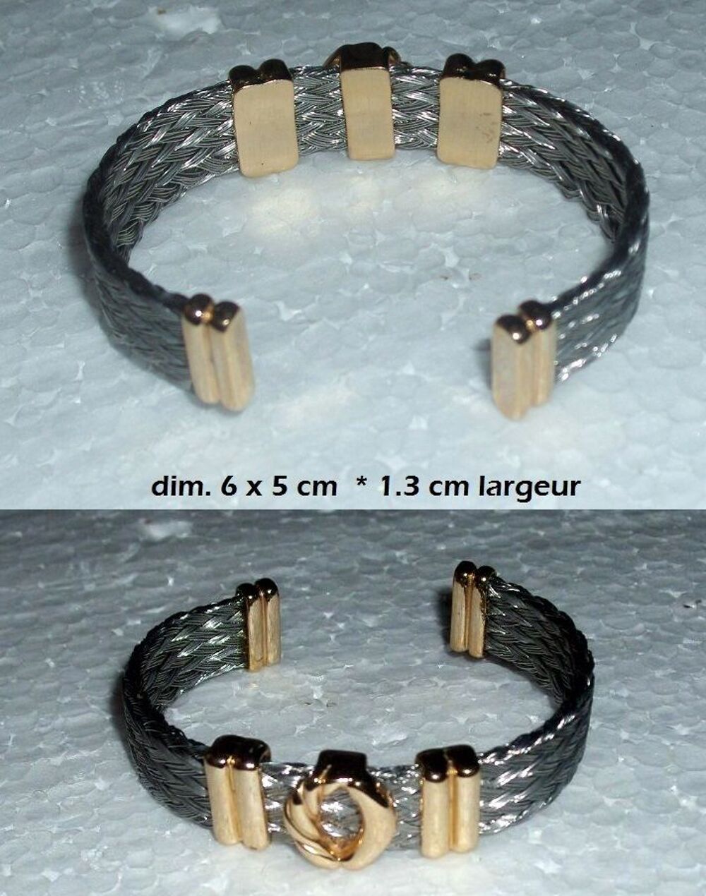 Bracelet F Jonc acier tress&eacute; Bijoux et montres