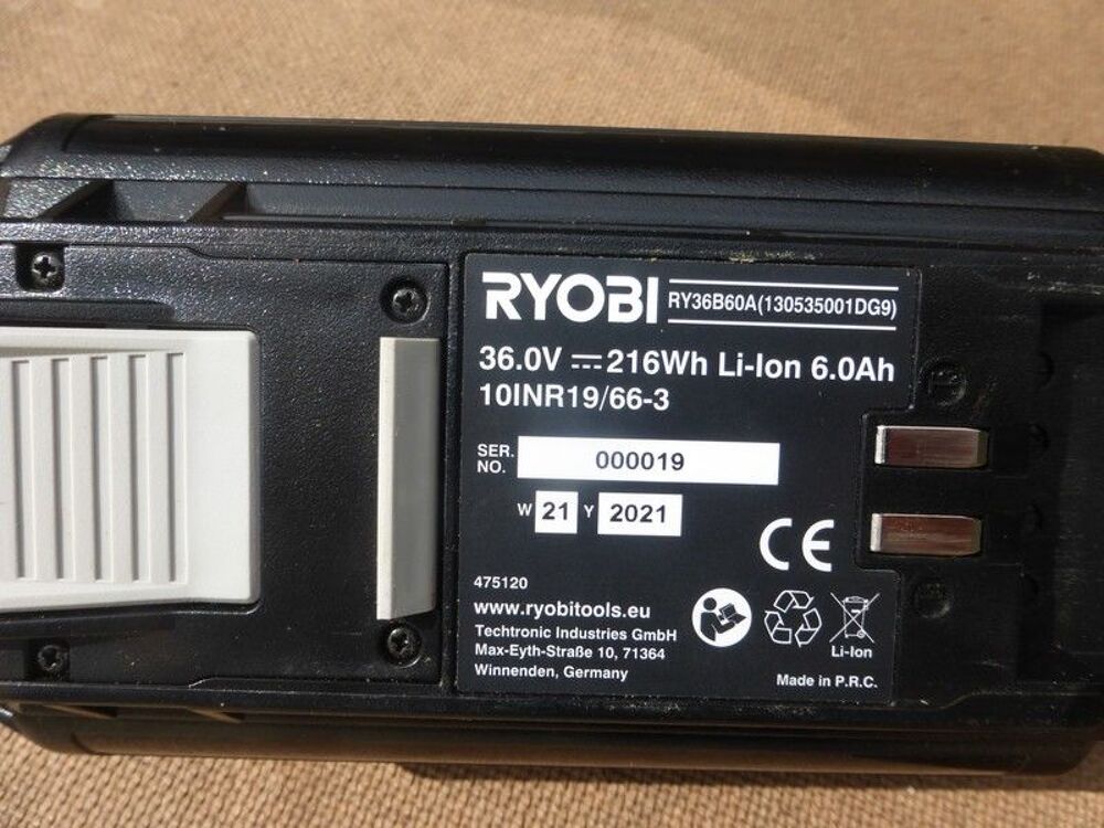  batterie lithium RYOBI 36 V - 6,0 Ah Hight Energy 
Bricolage
