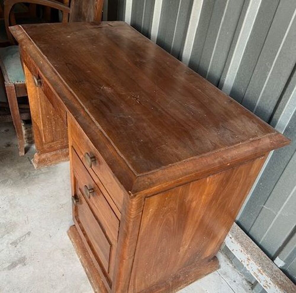 Bureau et 4 fauteuils bridge ann&eacute;es 50. Fauteils garnissage Meubles