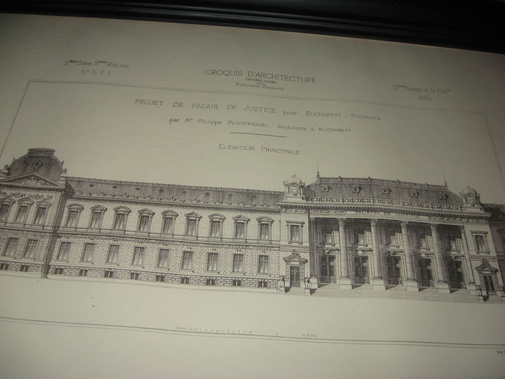 ancien croquis d'architecture encadr&eacute; , Bucharest D�coration