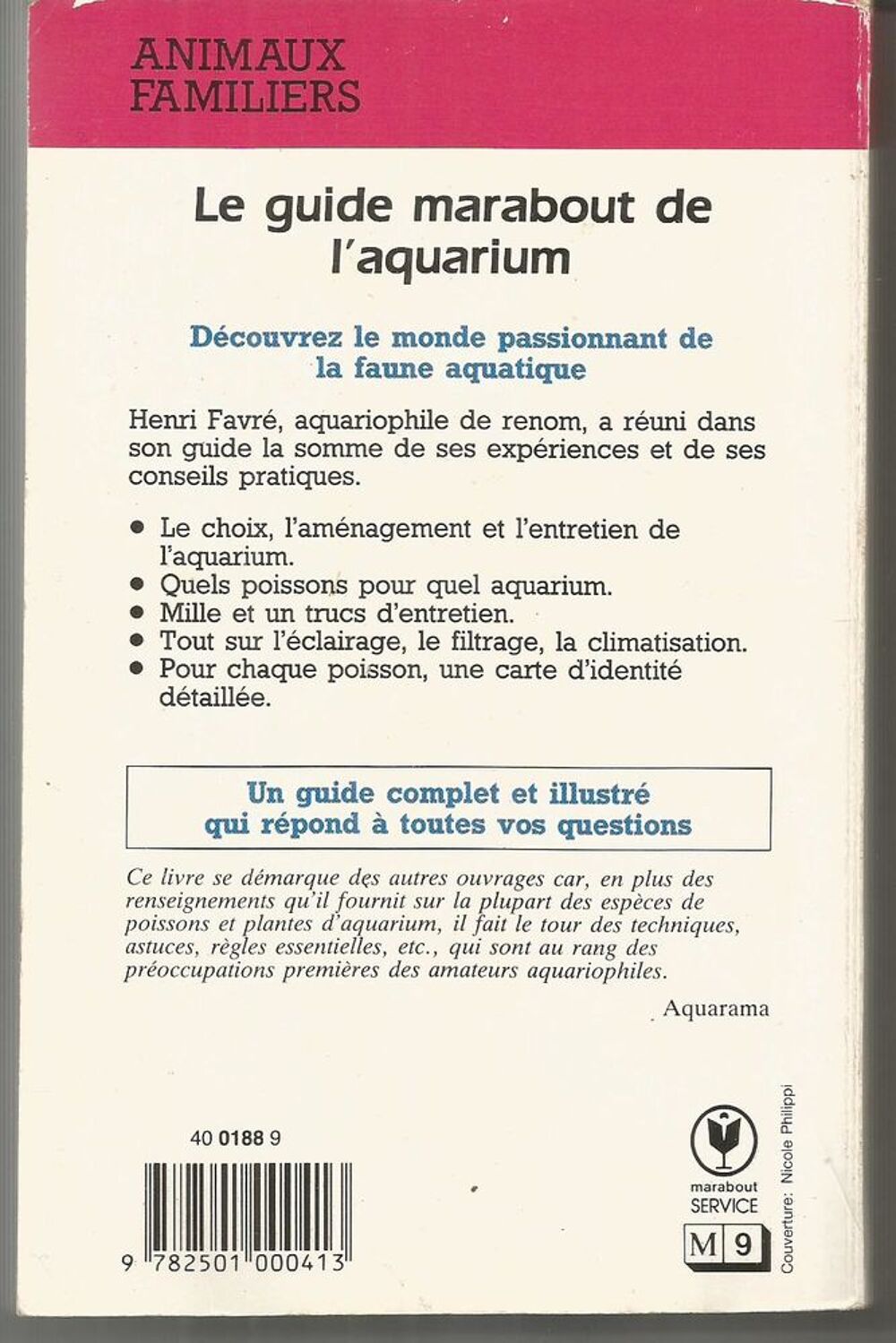 Henri FAVRE LE guide marabout de l'aquarium d'eau douce Livres et BD