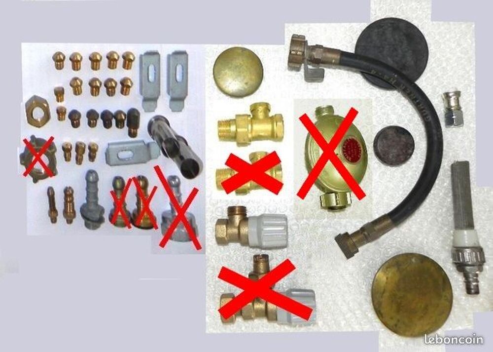 LOT d'accessoires GAZ et RADIATEURS, injecteurs, t&eacute;tines etc Bricolage