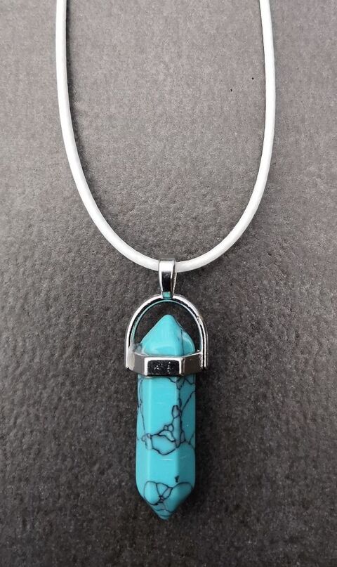 Pendule en Turquoise monté en pendentif sur cordon ciré 5 La Seyne-sur-Mer (83)