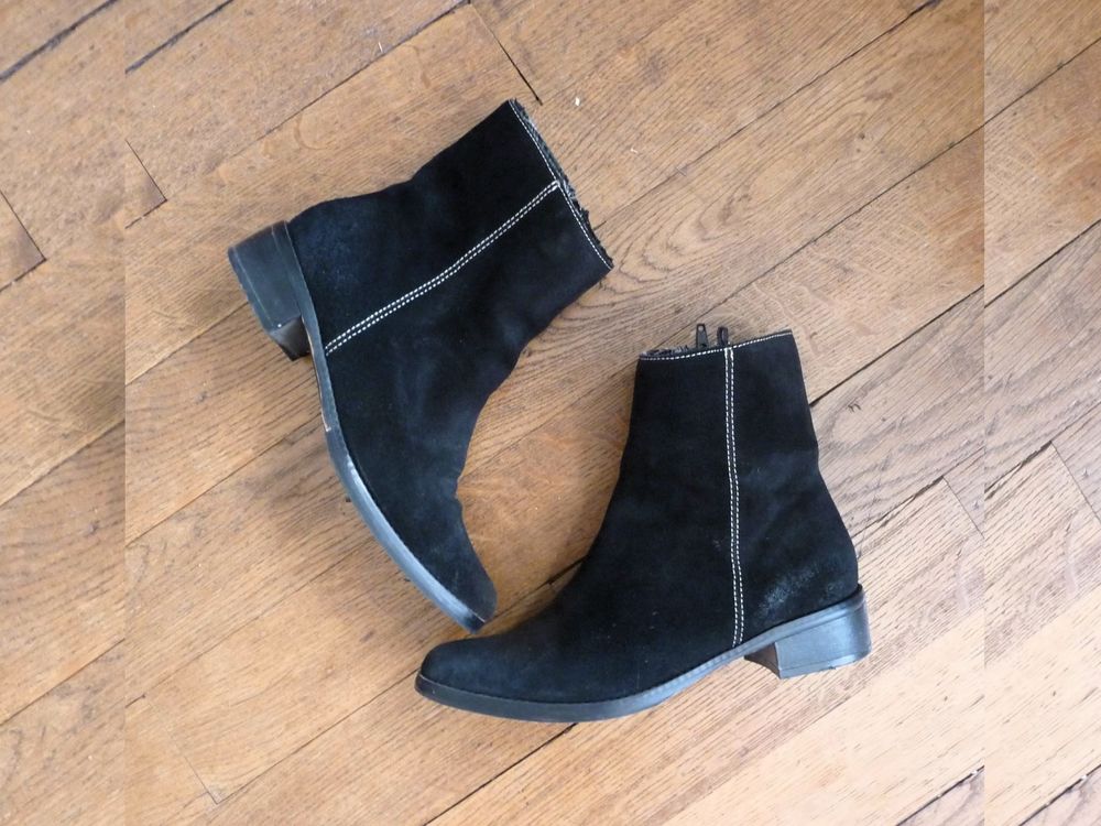 Bottines en Daim Noir- Pointure 37- Elite Chaussures