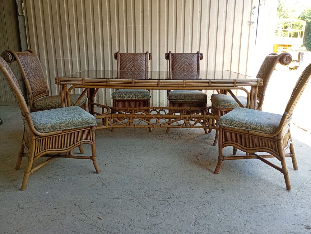 SALON DE JARDIN BAMBOU ROTIN STYLE COLONNIAL Meubles