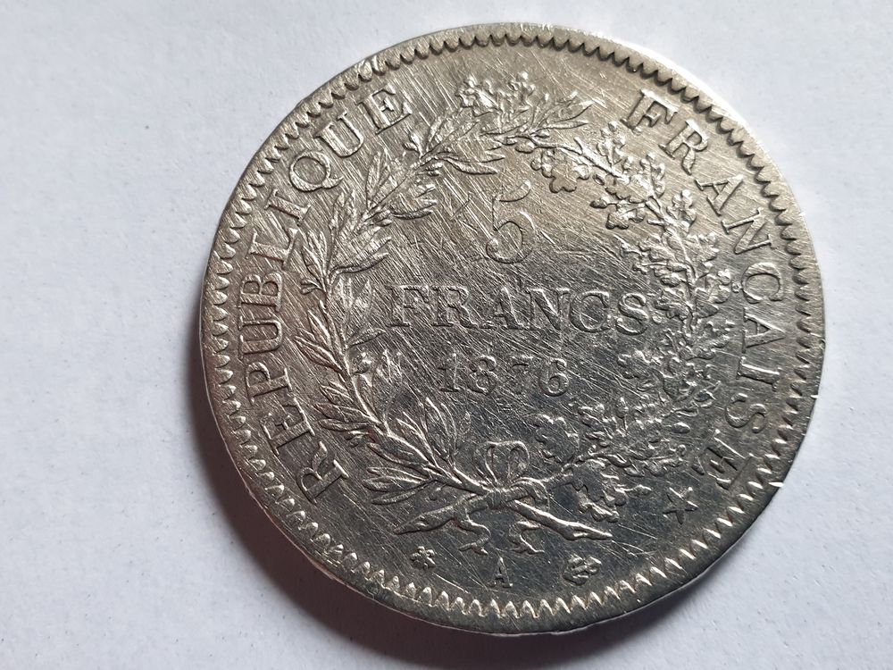 Pi&egrave;ce 5 francs Hercule 1876 A 