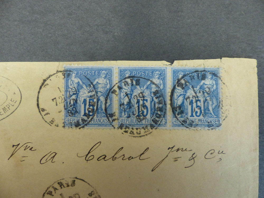SAGE 90 a SUR LETTRE EN BANDE DE TROIS COTE 80 € 
